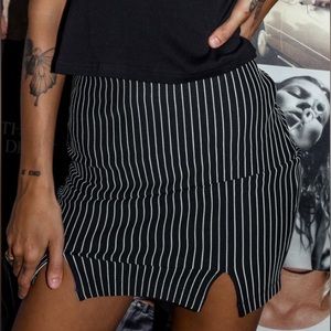 PRINCESS POLLY Mikey Mini Skirt (black and white striped)